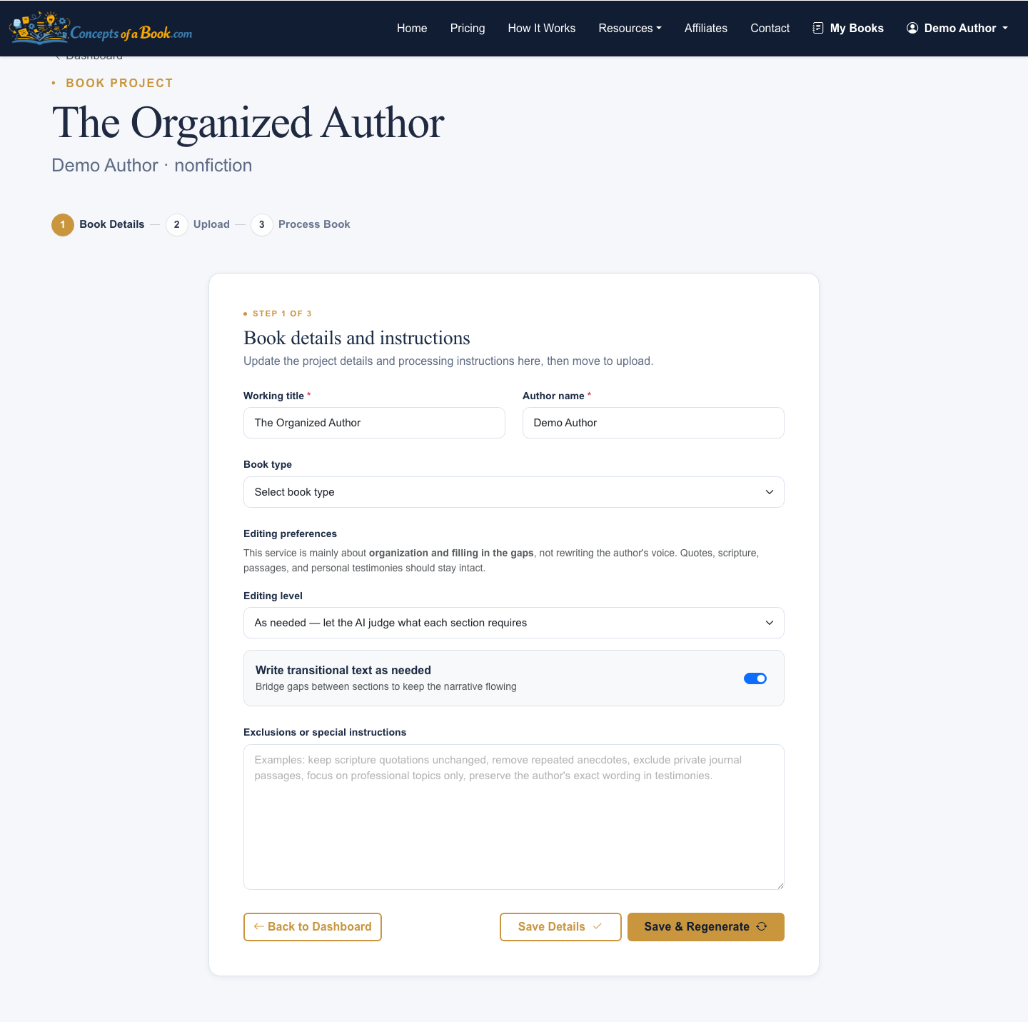 Track the outline-building pipeline as your source files are processed.